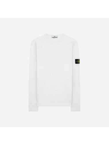 Logo Wappen Patch Crew Neck Long Sleeve T Shirt White - STONE ISLAND - BALAAN 1