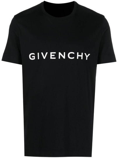 Archetype Logo Print Slim Fit Cotton Short Sleeve T-Shirt Black - GIVENCHY - BALAAN 2