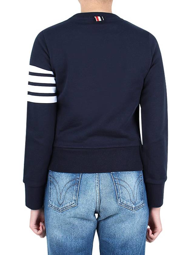 Engineered 4 Bar Stripe Loopback Jersey Knit Crewneck Sweatshirt Navy - THOM BROWNE - 5