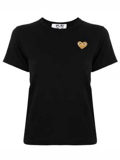 Gold Heart Wappen Short Sleeve T-Shirt Black - COMME DES GARCONS - BALAAN 2