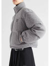 Boxy Crop Wool Cashmere Knit Puffer Padding Grey - PRADA - BALAAN 4