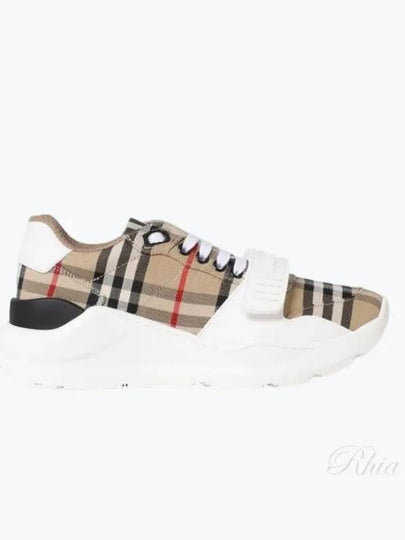 Vintage Check And Leather Sneakers White Archive Beige - BURBERRY - BALAAN 2