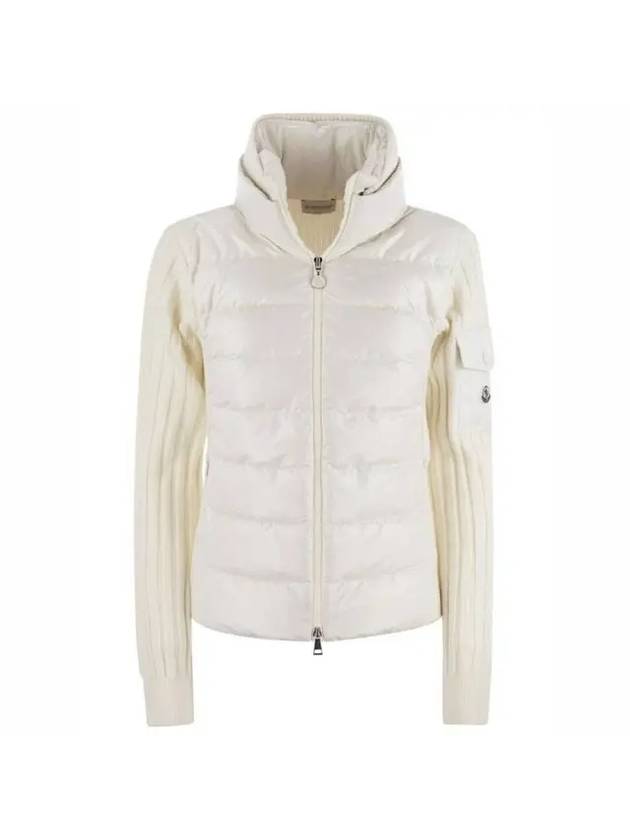 Padded Wool Cardigan White - MONCLER - BALAAN 1