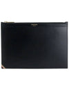 Three Stripes Tab Enamel Corner In Box Document Small Clutch Bag Black - THOM BROWNE - BALAAN 1