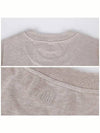 Chain Stitch Heart Logo Long Sleeve T-Shirt Light Beige - AMI - BALAAN 8