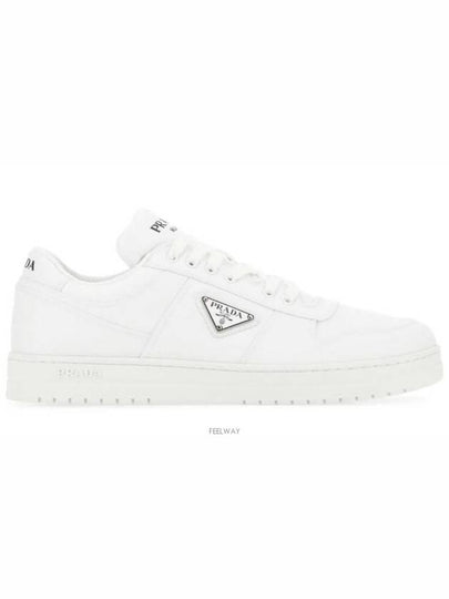 Men's Downtown Triangle Logo Leather Low Top Sneakers White - PRADA - BALAAN 2