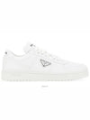 Men's Downtown Triangle Logo Leather Low Top Sneakers White - PRADA - BALAAN 2