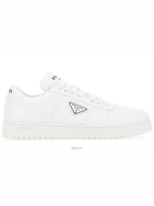 Men's Downtown Triangle Logo Leather Low Top Sneakers White - PRADA - BALAAN 2