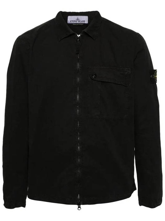 Old Treatment Garment Dyed Overshirt Jacket Black - STONE ISLAND - BALAAN 2