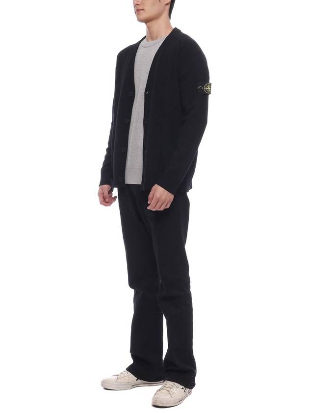 Wappen Patch V-Neck Cardigan Black - STONE ISLAND - BALAAN 5