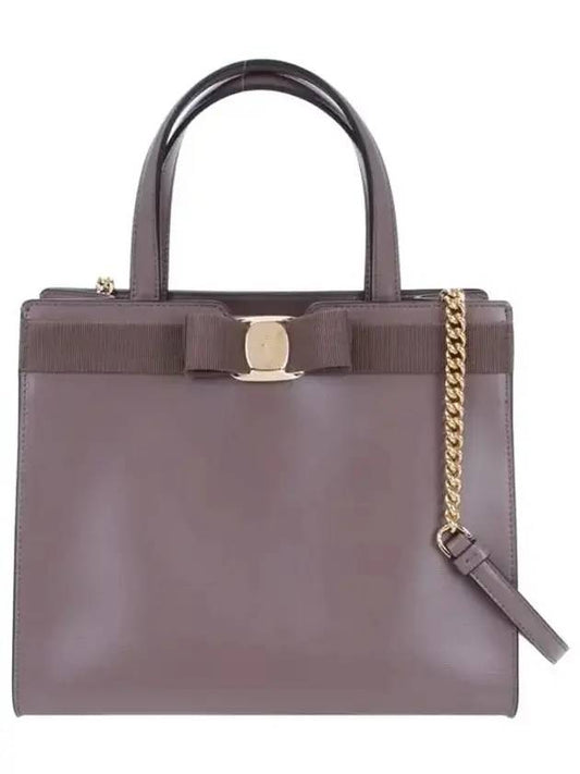 Vara Bow Top Handle Tote Bag Caraway Seed - SALVATORE FERRAGAMO - BALAAN 2