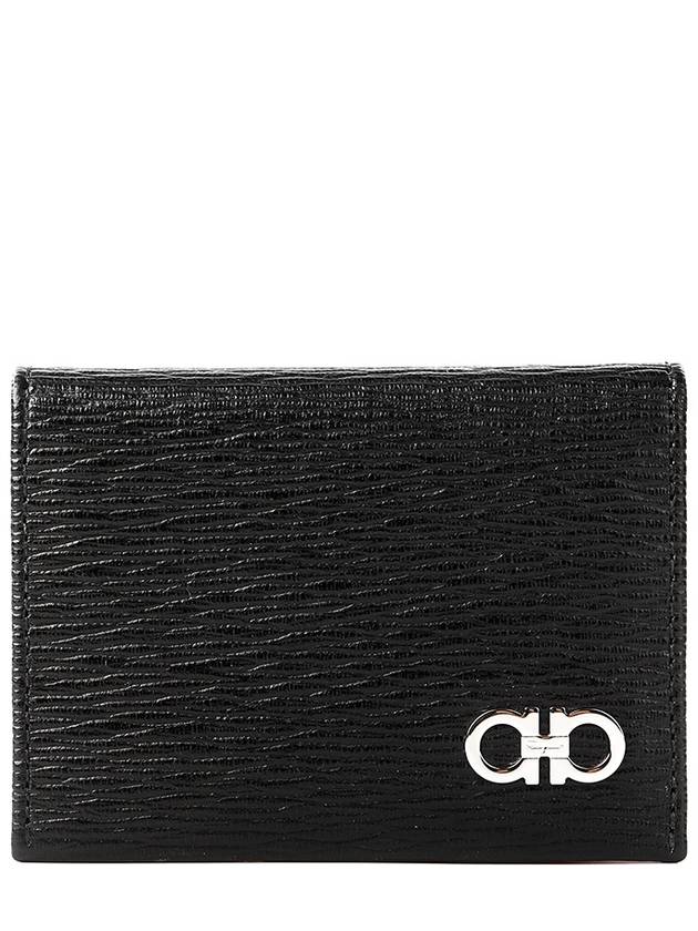 Salvatore Revival Gancini Bicolor Card Wallet Black - SALVATORE FERRAGAMO - BALAAN 2