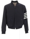 Diagonal Striped Knit Rib Blouson Bomber Jacket Navy - THOM BROWNE - BALAAN 2