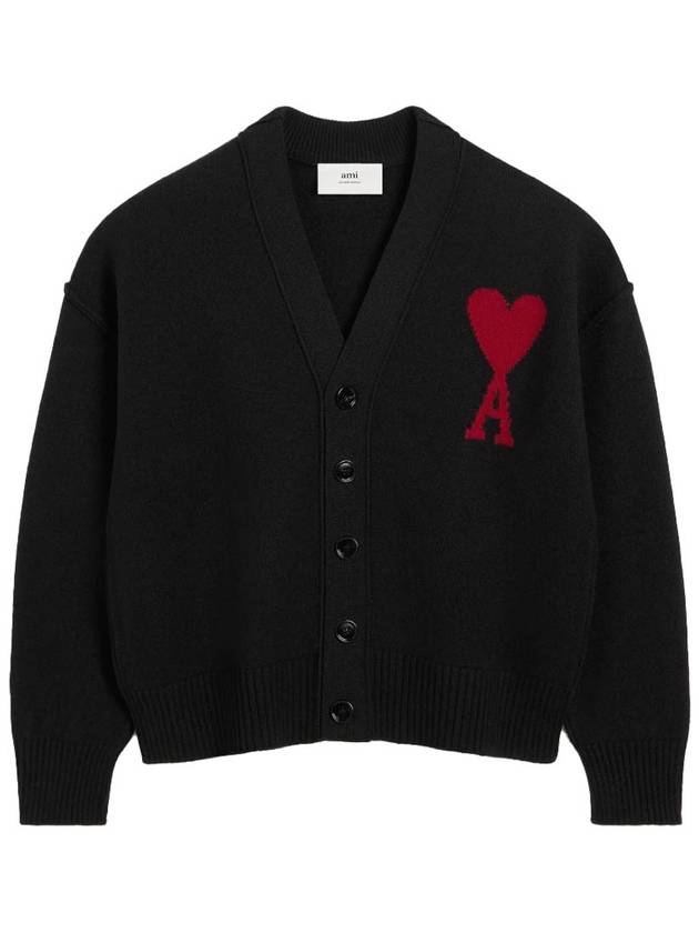 De Coeur Logo Wool Cardigan Black - AMI - BALAAN 2