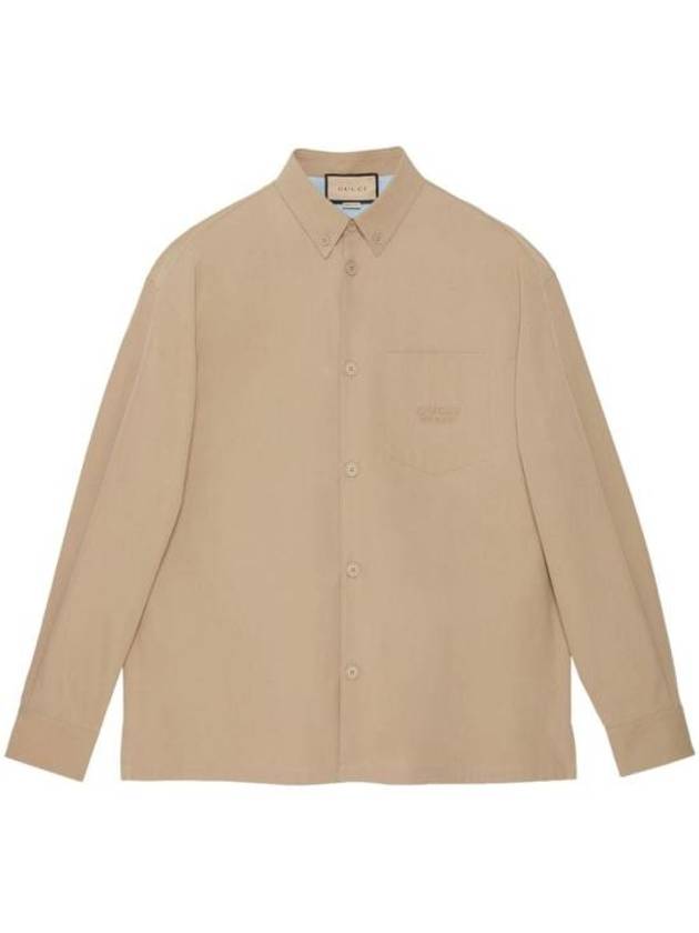 Heavy Cotton Poplin Long Sleeve Shirt Beige - GUCCI - BALAAN 2