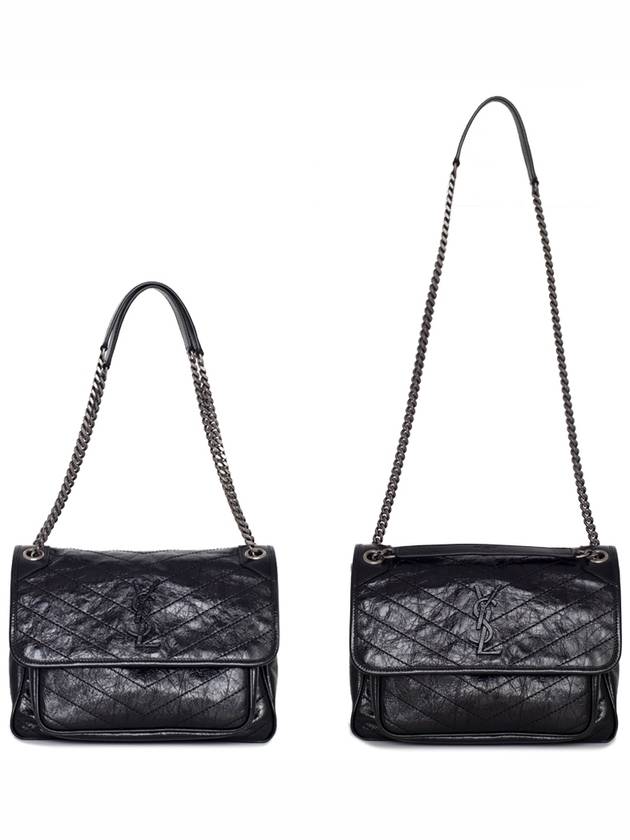 Crinkle Vintage Leather Nikki Medium Shoulder Bag Black - SAINT LAURENT - BALAAN 6