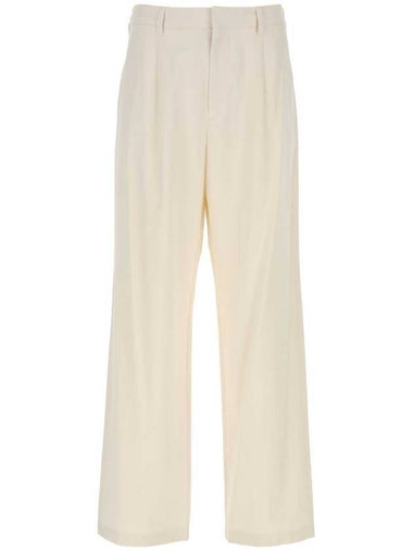 Men's Triangle Logo Cotton Wide Pants Ivory - PRADA - BALAAN 1