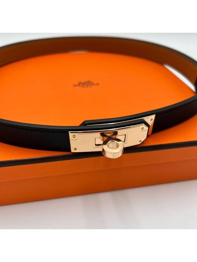 Hermes Kelly 18 Belt Rose Gold Belt Black - HERMES - BALAAN 5