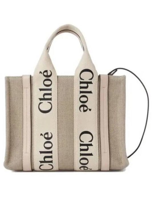 Woody Small Canvas Tote Bag Pink Beige - CHLOE - BALAAN 2