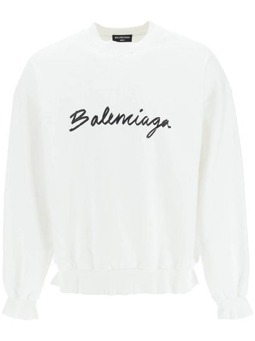 Logo Detail Cotton Sweatshirt White - BALENCIAGA - BALAAN 1