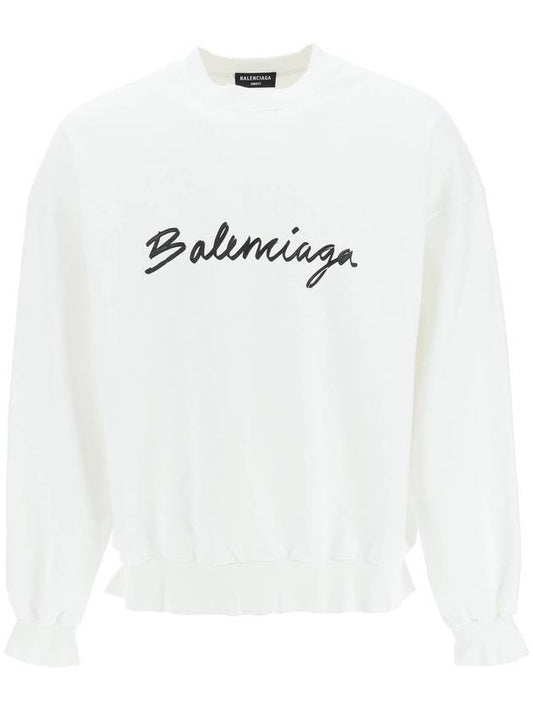 Logo Detail Cotton Sweatshirt White - BALENCIAGA - BALAAN 1