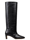 Felicia FELICIA leather long boots heel black - ANINE BING - BALAAN.