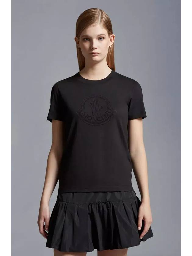 Crystal Logo Short Sleeve T-Shirt Black - MONCLER - BALAAN 4