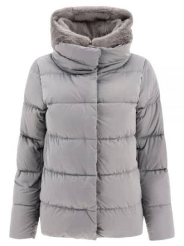 Satin & Lady Faux Fur Hooded Padding Grey - HERNO - BALAAN 2