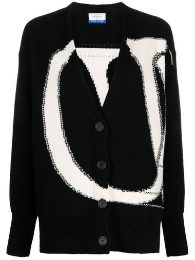 logo intarsia knit wool cardigan OWHB043C99KNI0011004 - OFF WHITE - BALAAN 1