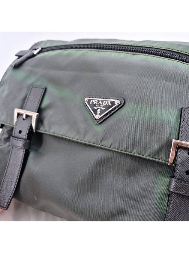 Nylon triangle logo messenger bag khaki - PRADA - BALAAN 4