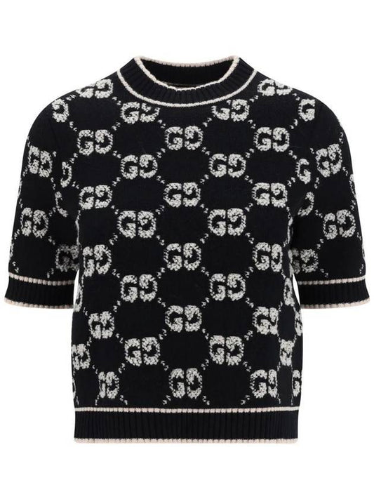 GG Boucle Wool Jacquard Knit Top Black - GUCCI - BALAAN 1