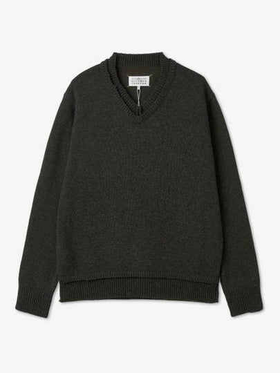 Men's 4 Stitch Elbow Patch Knit Top Dark Green - MAISON MARGIELA - BALAAN 2