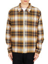 Men's Shadow Plaid Zip-Up Jacket Mustard - STUSSY - BALAAN 1