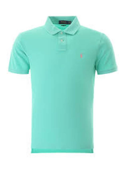 Men's Pink Embroidery Logo Short Sleeve PK Shirt Mint Green - POLO RALPH LAUREN - BALAAN 1