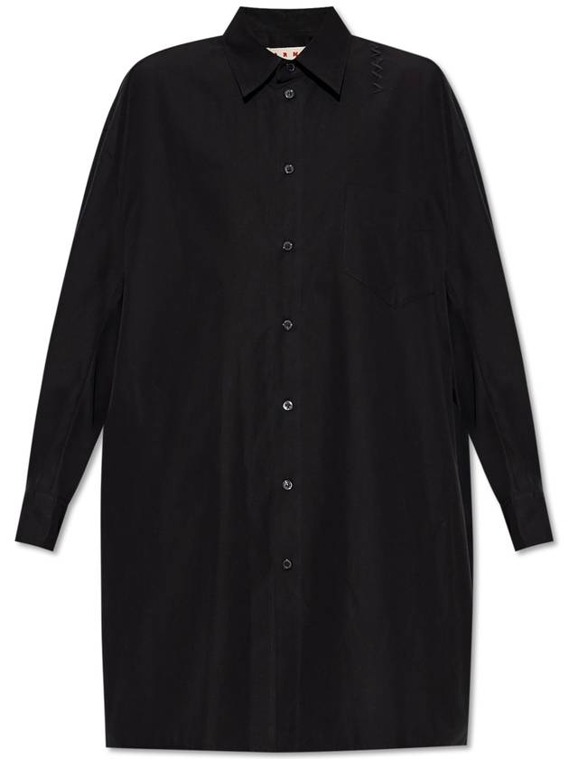 Women's Cotton Shirt Midi Dress Black - MARNI - BALAAN 1