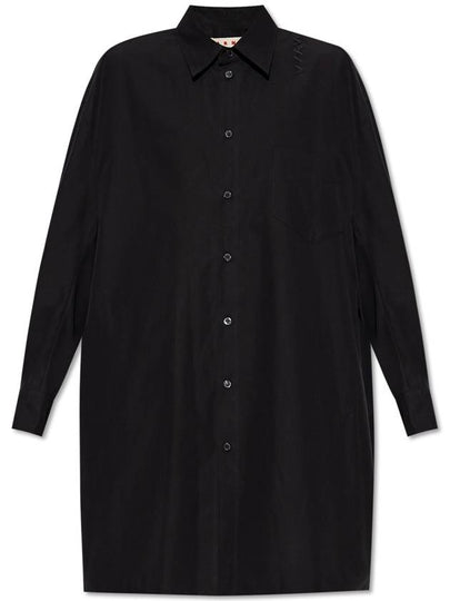 Women's Cotton Shirt Midi Dress Black - MARNI - BALAAN 2