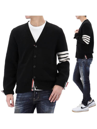 Milano Stitch 4-Bar Cardigan Black - THOM BROWNE - BALAAN 2