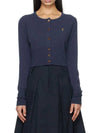 Bea ORB Embroidered Logo Crop Cardigan Dark Blue - VIVIENNE WESTWOOD - BALAAN 3