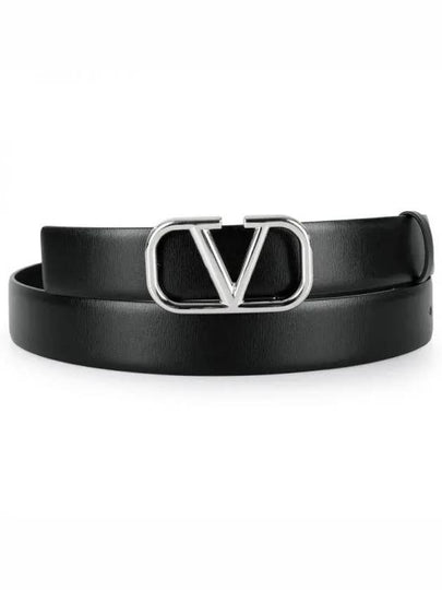 V Logo Signature Leather Belt Black - VALENTINO - BALAAN 2