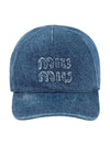 Logo Denim Ball Cap Navy - MIU MIU - BALAAN 1