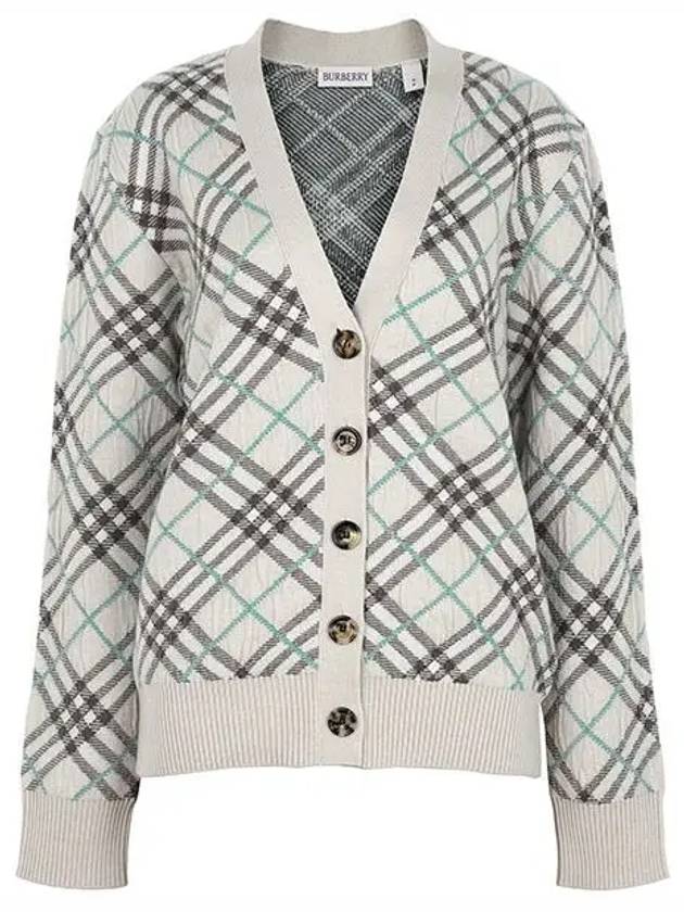 Check Wool Mohair Blend Cardigan Husk - BURBERRY - BALAAN 5