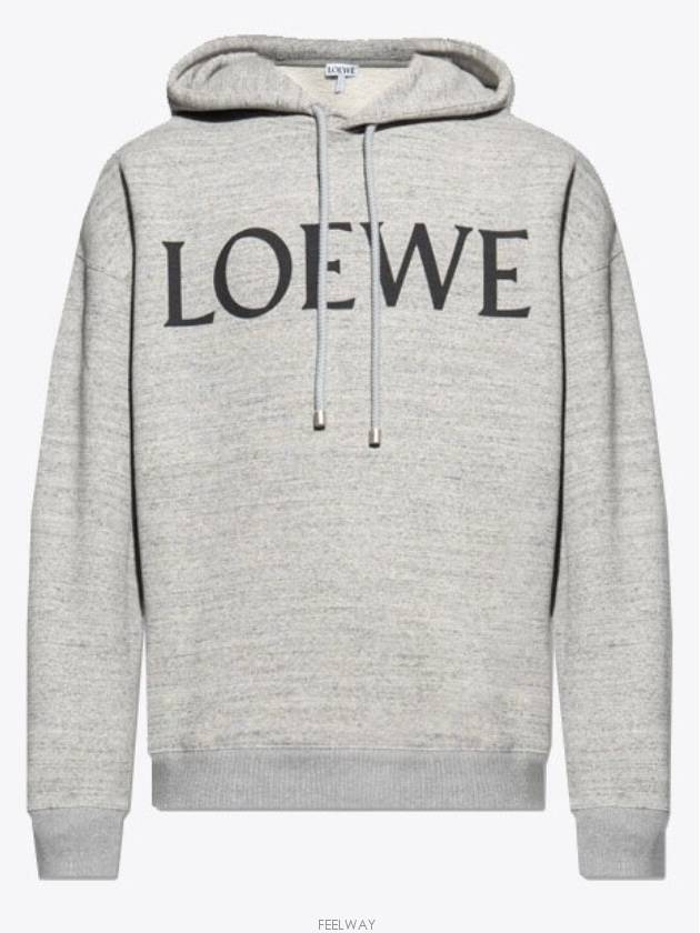 Logo Oversized Fit Cotton Hoodie Grey Melange - LOEWE - BALAAN 6