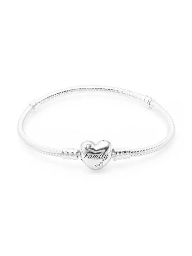 Women's Moments Family Tree Heart Clasp Snake Chain Bracelet Silver - PANDORA - BALAAN 4