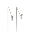 Monogram Drop Earrings Silver - SAINT LAURENT - BALAAN 1