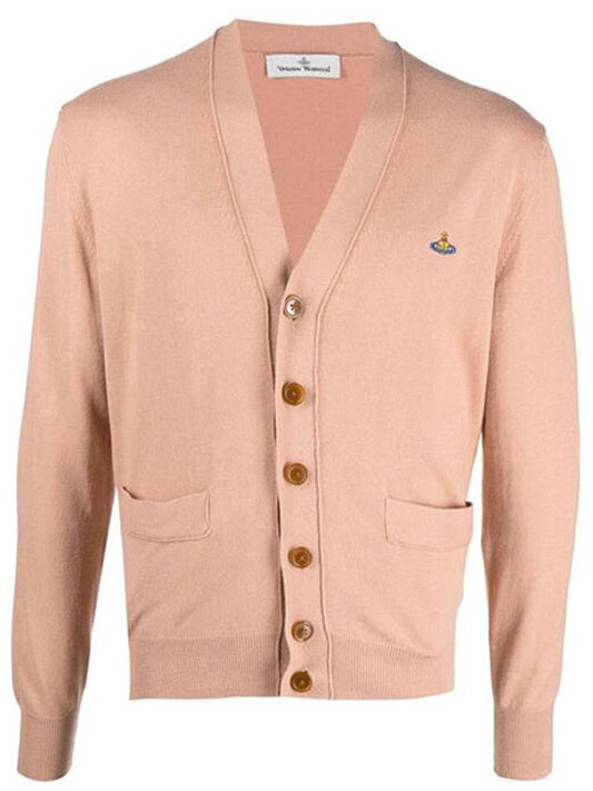 ORB Embroidery Logo V Neck Cardigan Beige - VIVIENNE WESTWOOD - BALAAN 2