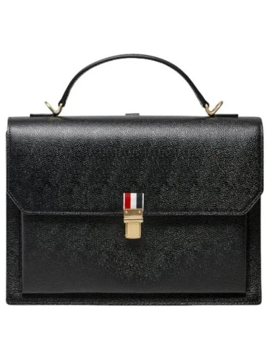 Strap Detachable Pebble Grain Shoulder Bag Black - THOM BROWNE - BALAAN 1