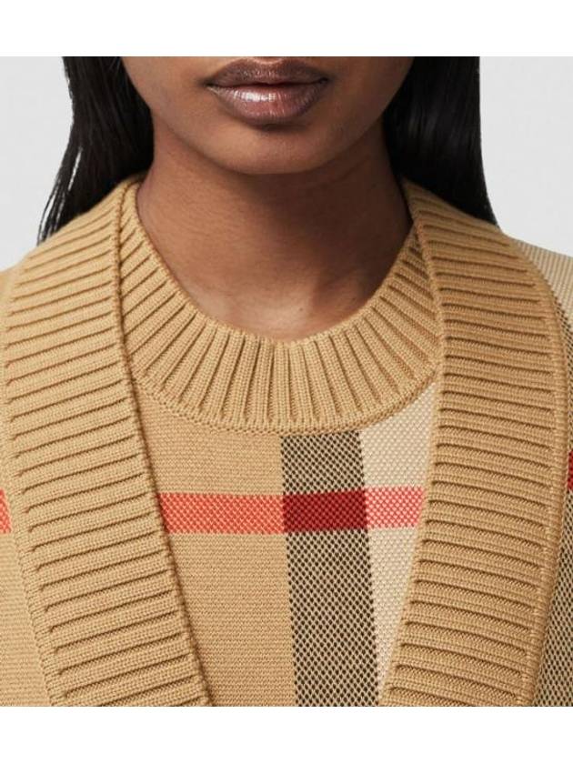 Check Technical Wool Jacquard Cardigan Archive Beige - BURBERRY - BALAAN 8