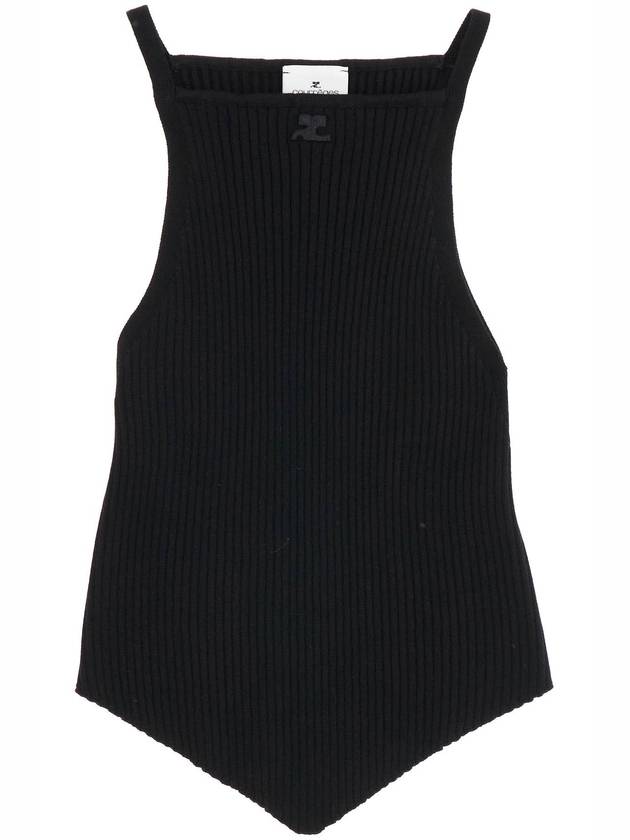 "ribbed knit tank top with pointed hem - COURREGES - BALAAN 1