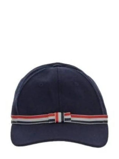 Bow Grosgrain Wool Flannel Ball Cap Navy - THOM BROWNE - BALAAN 2