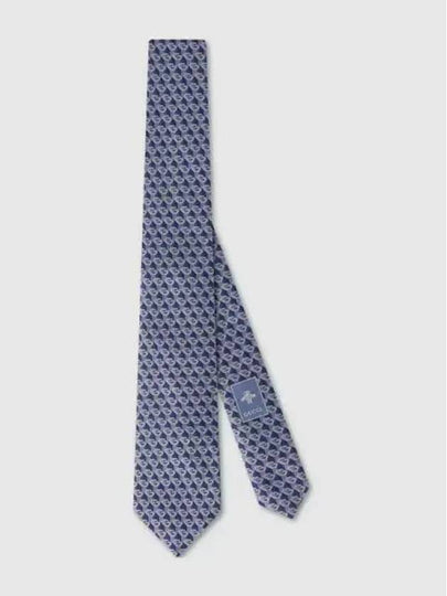 Geometric G Jacquard Silk Tie Light Blue Dark Blue - GUCCI - BALAAN 2